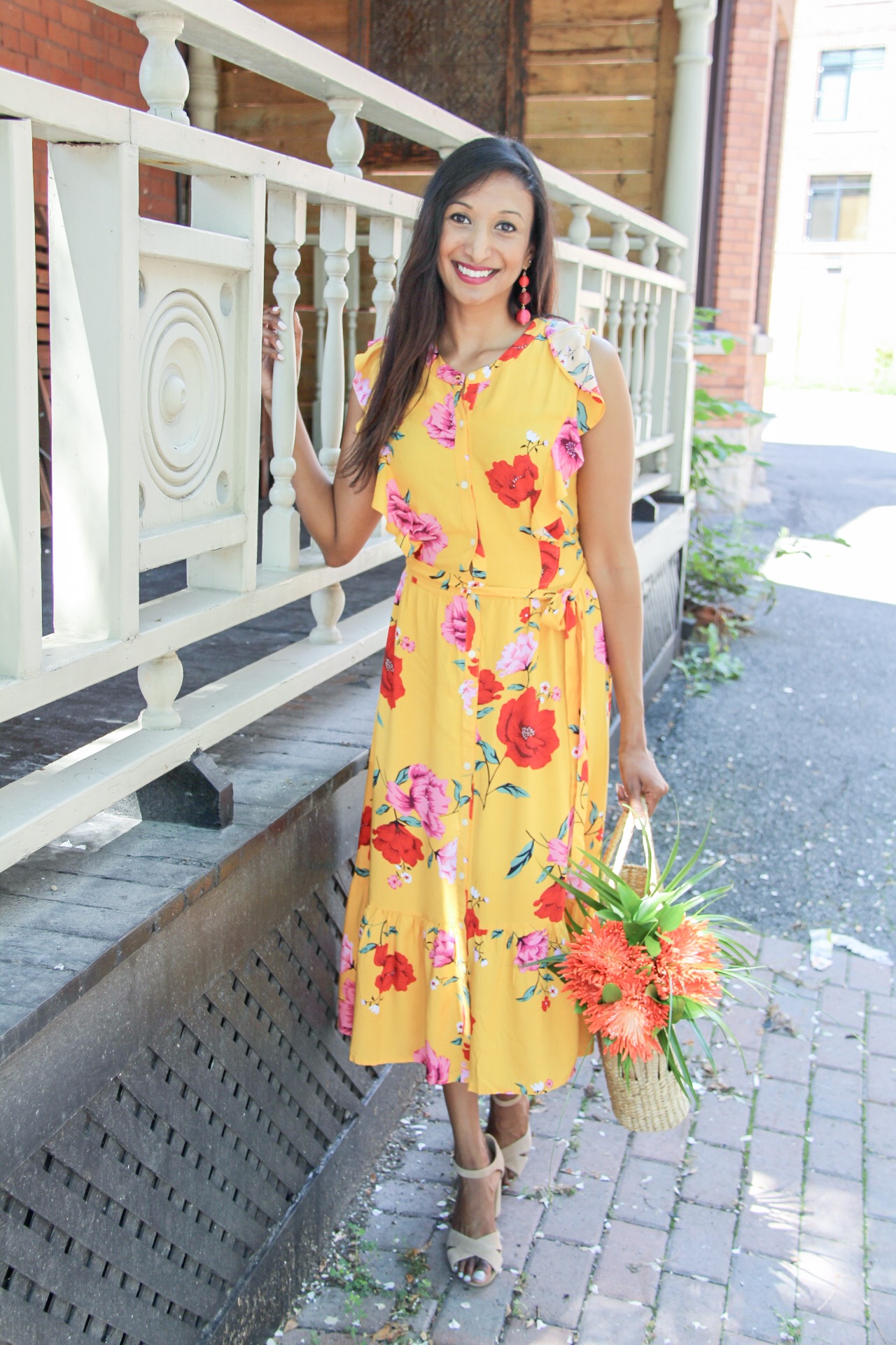 Mustard Drape Midi Dress